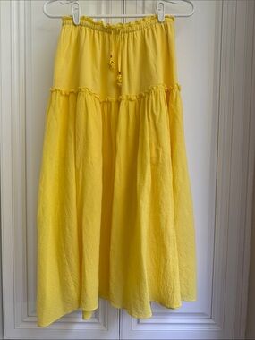 Kerri Rosenthal Yellow Tiered Skirt with Elastic Waist, size S